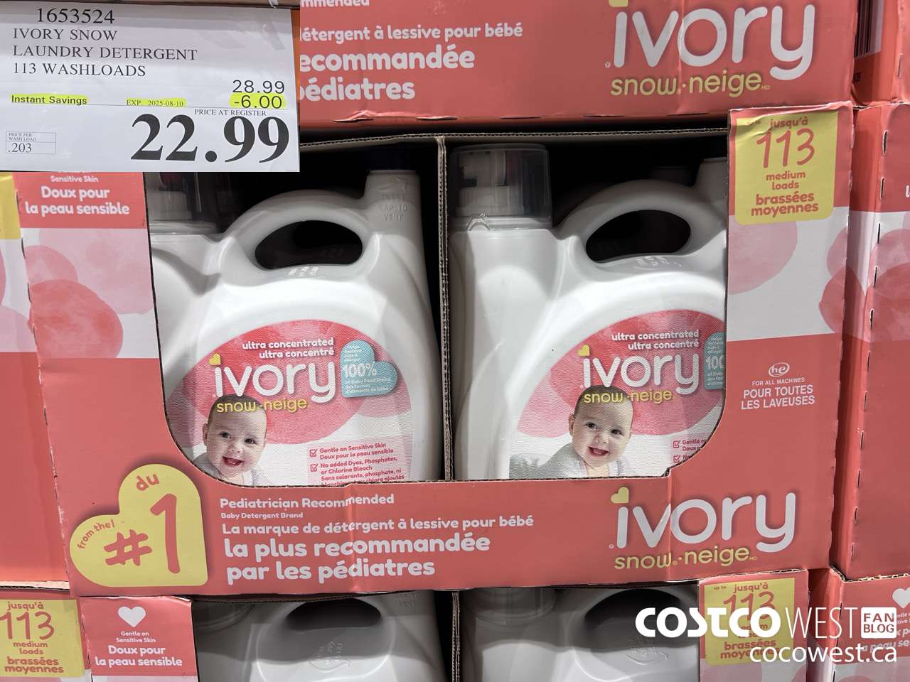 1653524 IVORY SNOW LAUNDRY DETERGENT 113 WASHLOADS ($6.00 INSTANT SAVINGS EXPIRES ON 2025-08-10) $22.99