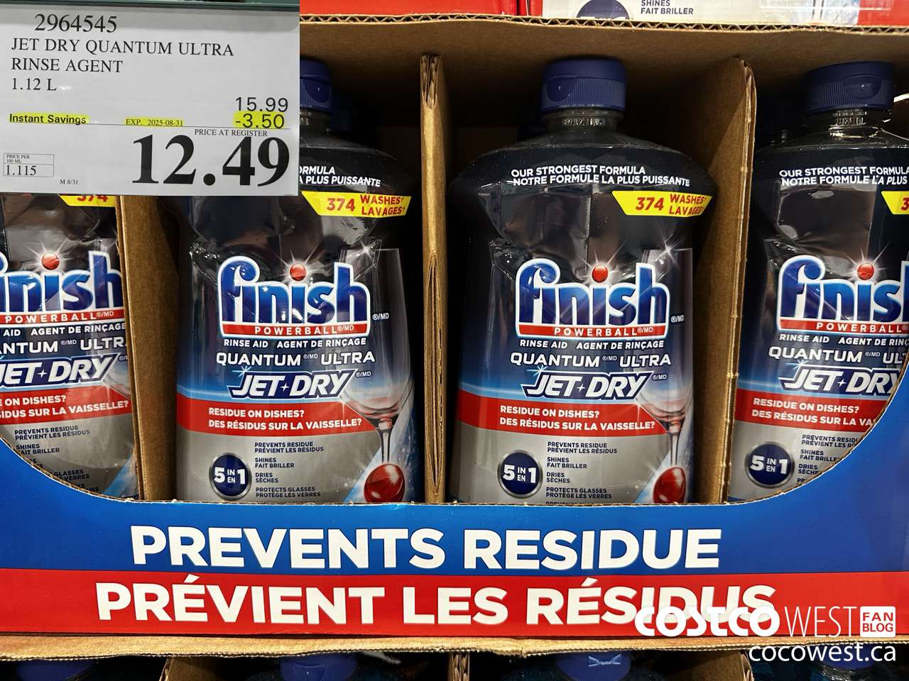 2964545 JET DRY QUANTUM ULTRA RINSE AGENT 1.12L ($3.50 INSTANT SAVINGS EXPIRES ON 2025-08-31) $12.49