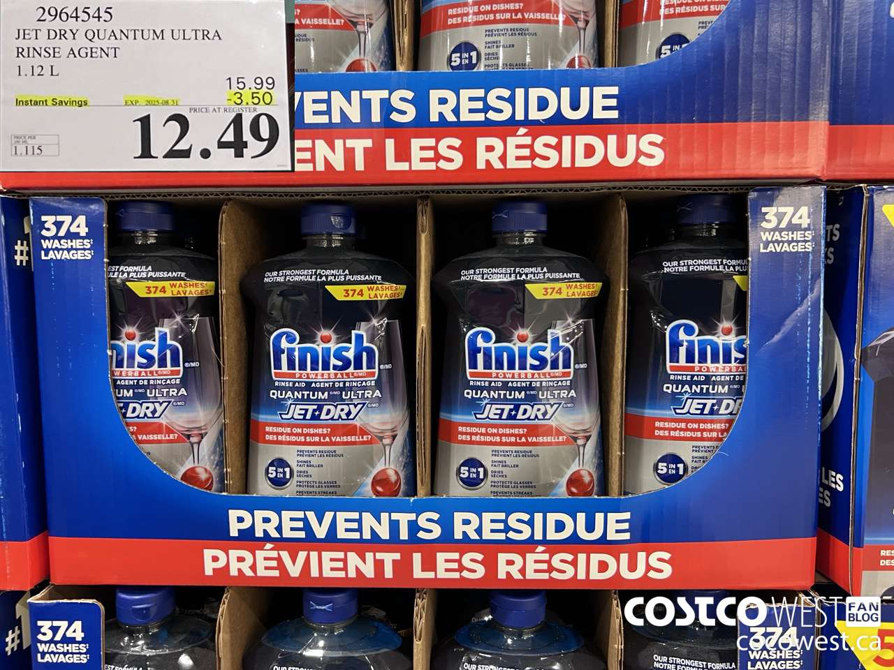 2964545 JET DRY QUANTUM ULTRA RINSE AGENT 1.12L ($3.50 INSTANT SAVINGS EXPIRES ON 2025-08-31) $12.49