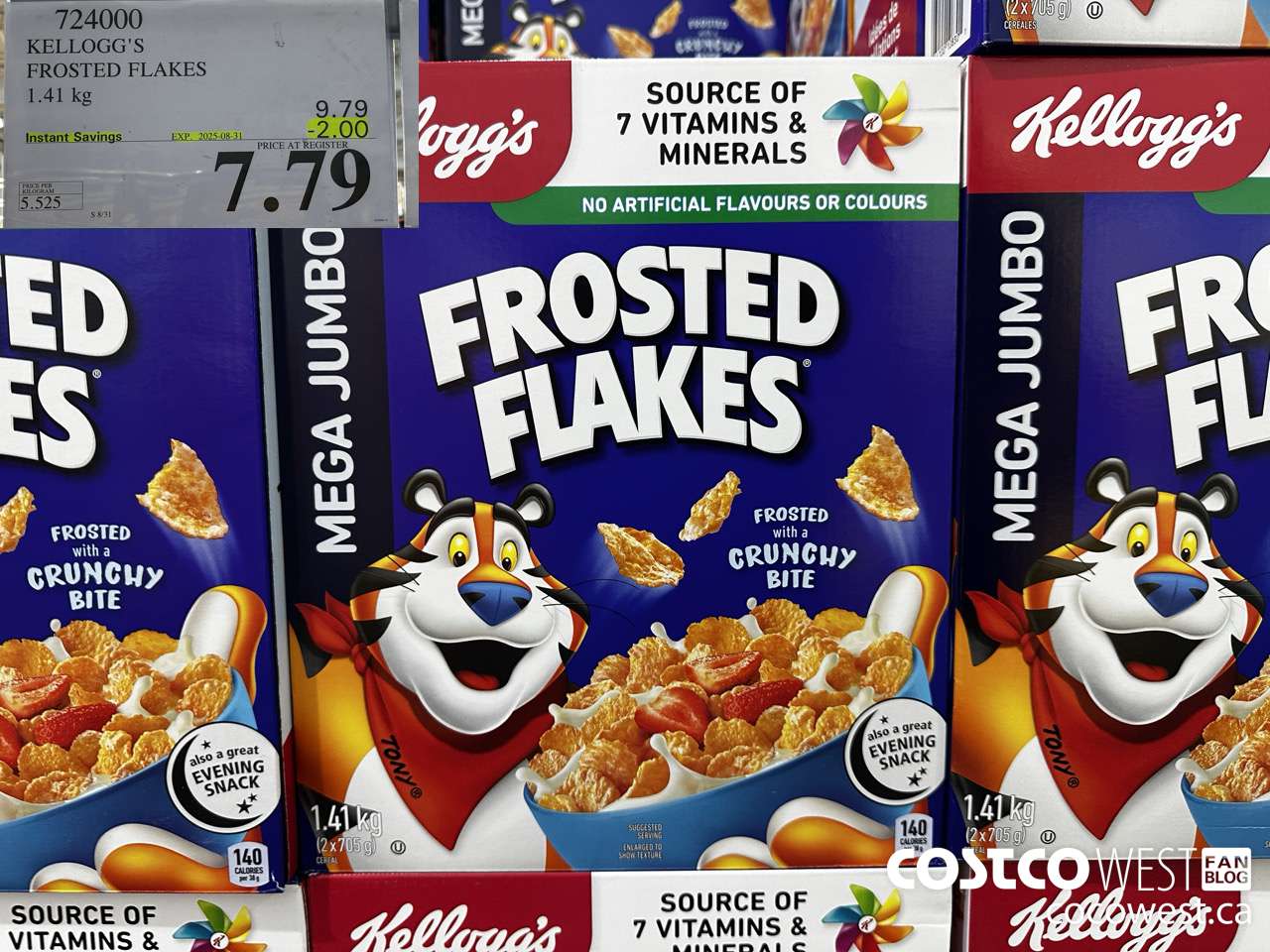 724000 KELLOGGS FROSTED FLAKES MEGA 1.41 kg ($2.00 INSTANT SAVINGS EXPIRES ON 2025-08-31) $7.79