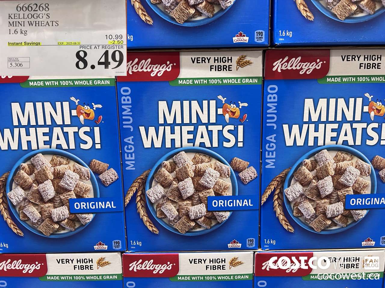 666268 KELLOGG'S MINI WHEATS 1.6 kg ($2.50 INSTANT SAVINGS EXPIRES ON 2025-08-31) $8.49