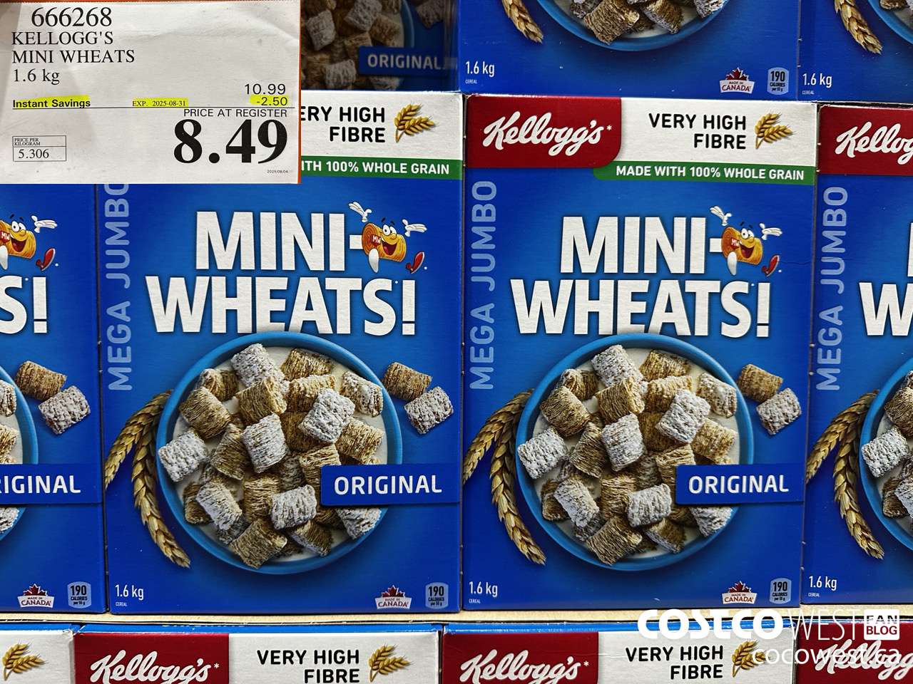 666268 KELLOGG'S MINI WHEATS 1.6 kg ($2.50 INSTANT SAVINGS EXPIRES ON 2025-08-31) $8.49