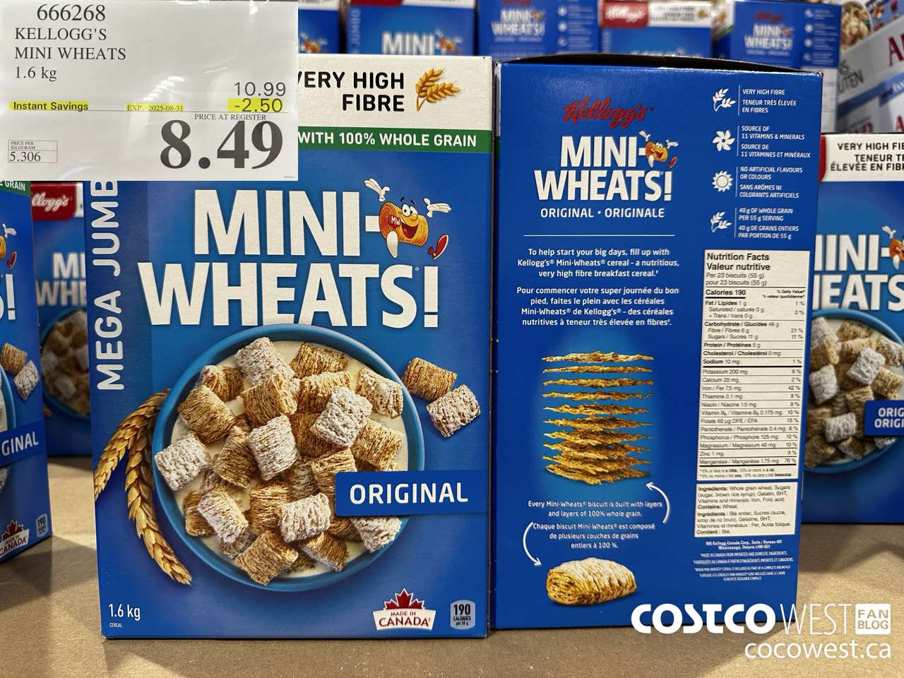 666268 KELLOGG'S MINI WHEATS 1.6 kg ($2.50 INSTANT SAVINGS EXPIRES ON 2025-08-31) $8.49