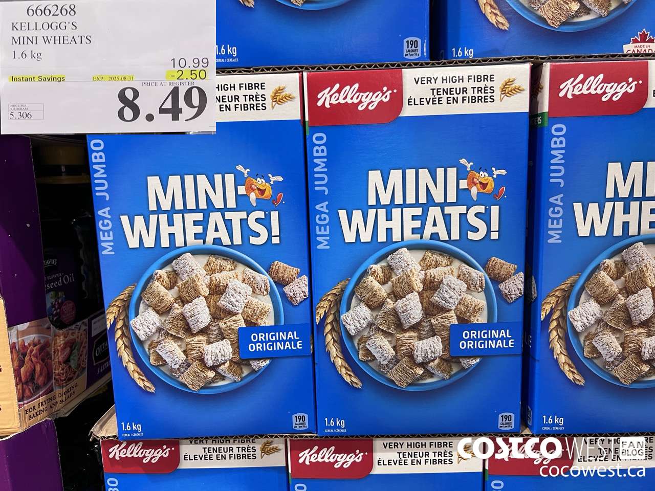 666268 KELLOGG'S MINI WHEATS 1.6 kg ($2.50 INSTANT SAVINGS EXPIRES ON 2025-08-31) $8.49