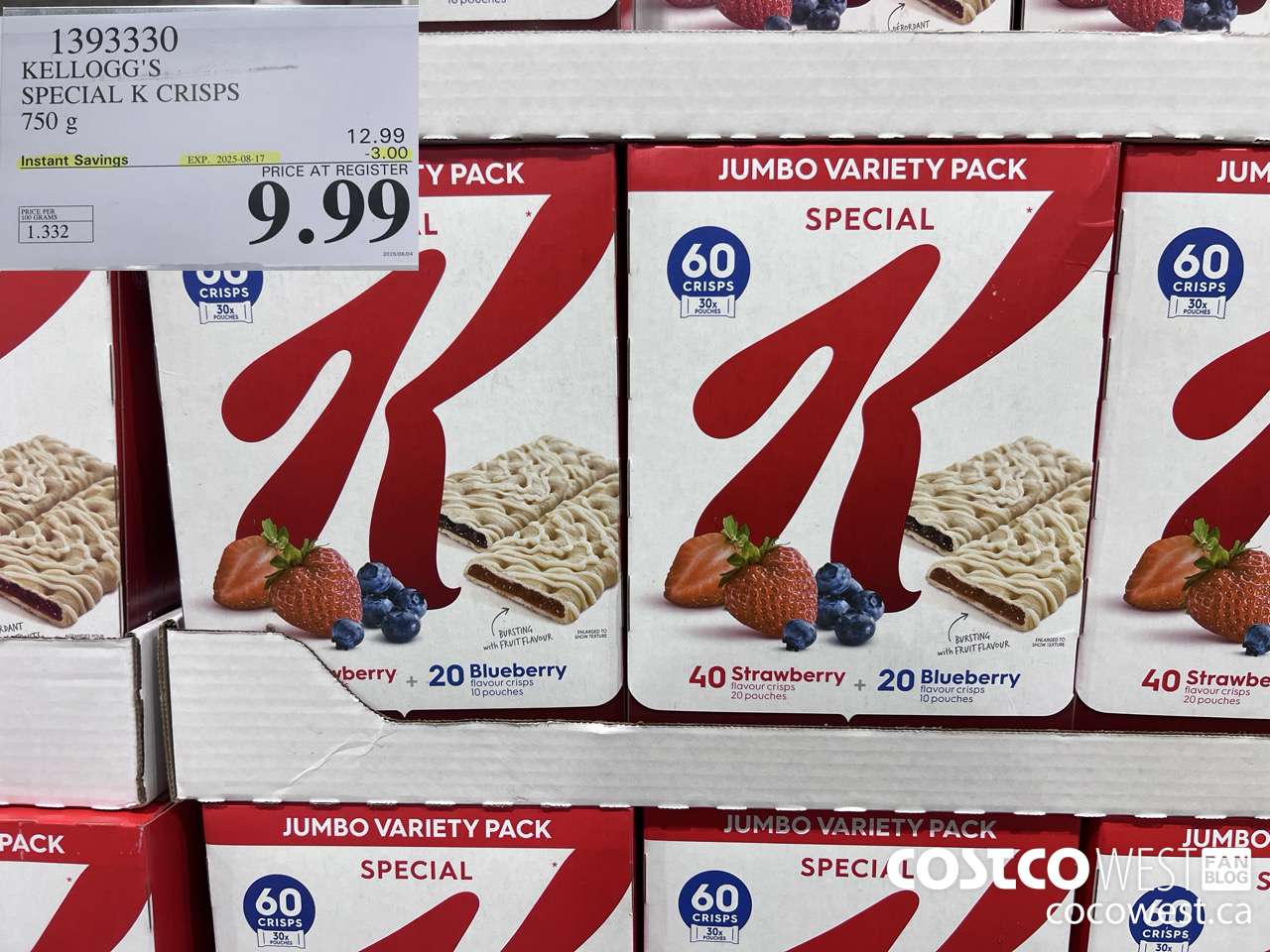1393330 KELLOGG'S SPECIAL K CRISPS 750 G ($3.00 INSTANT SAVINGS EXPIRES ON 2025-08-17) $9.99