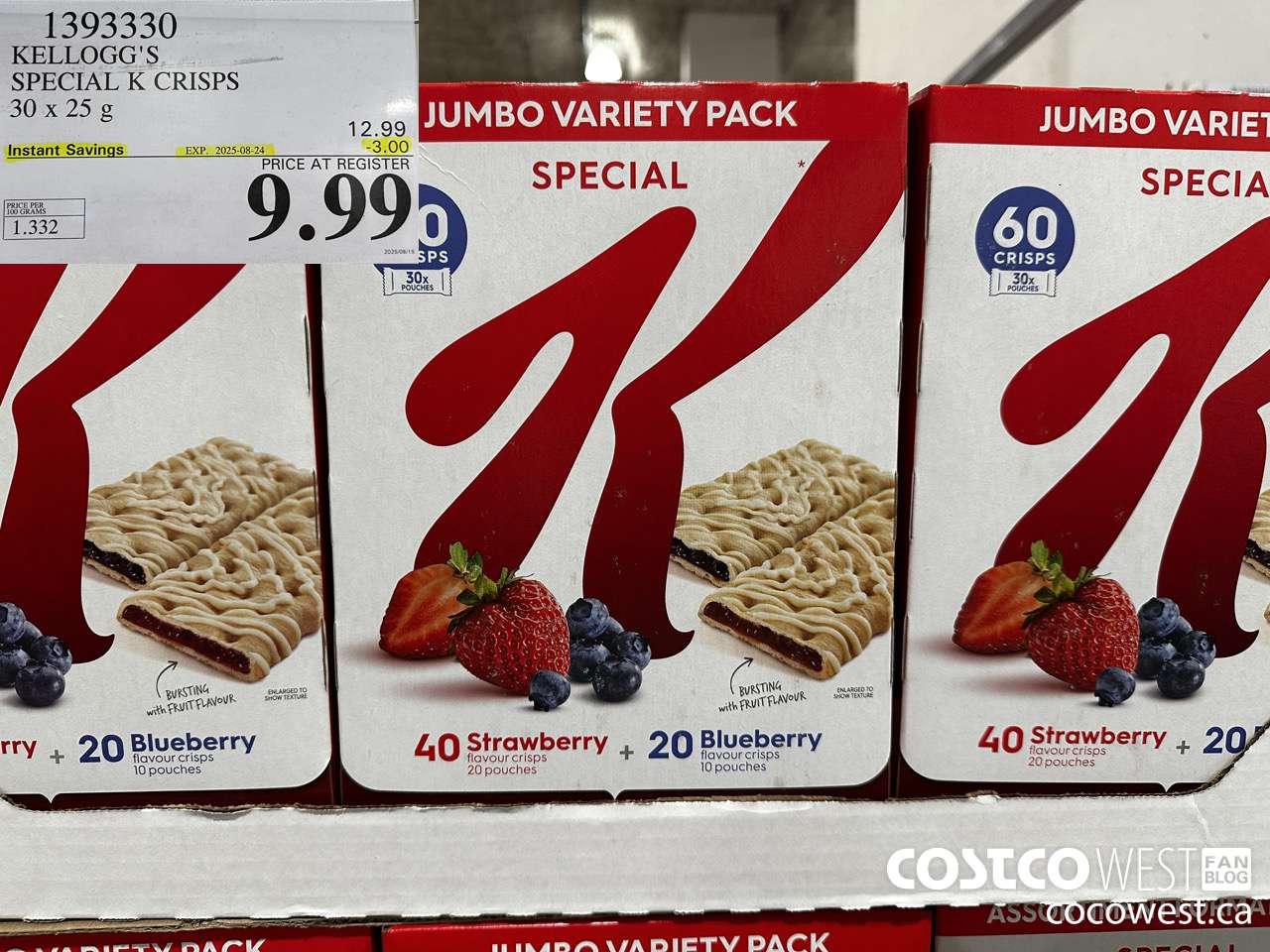 1393330 KELLOGG'S SPECIAL K CRISPS 750 G ($3.00 INSTANT SAVINGS EXPIRES ON 2025-08-24) $9.99