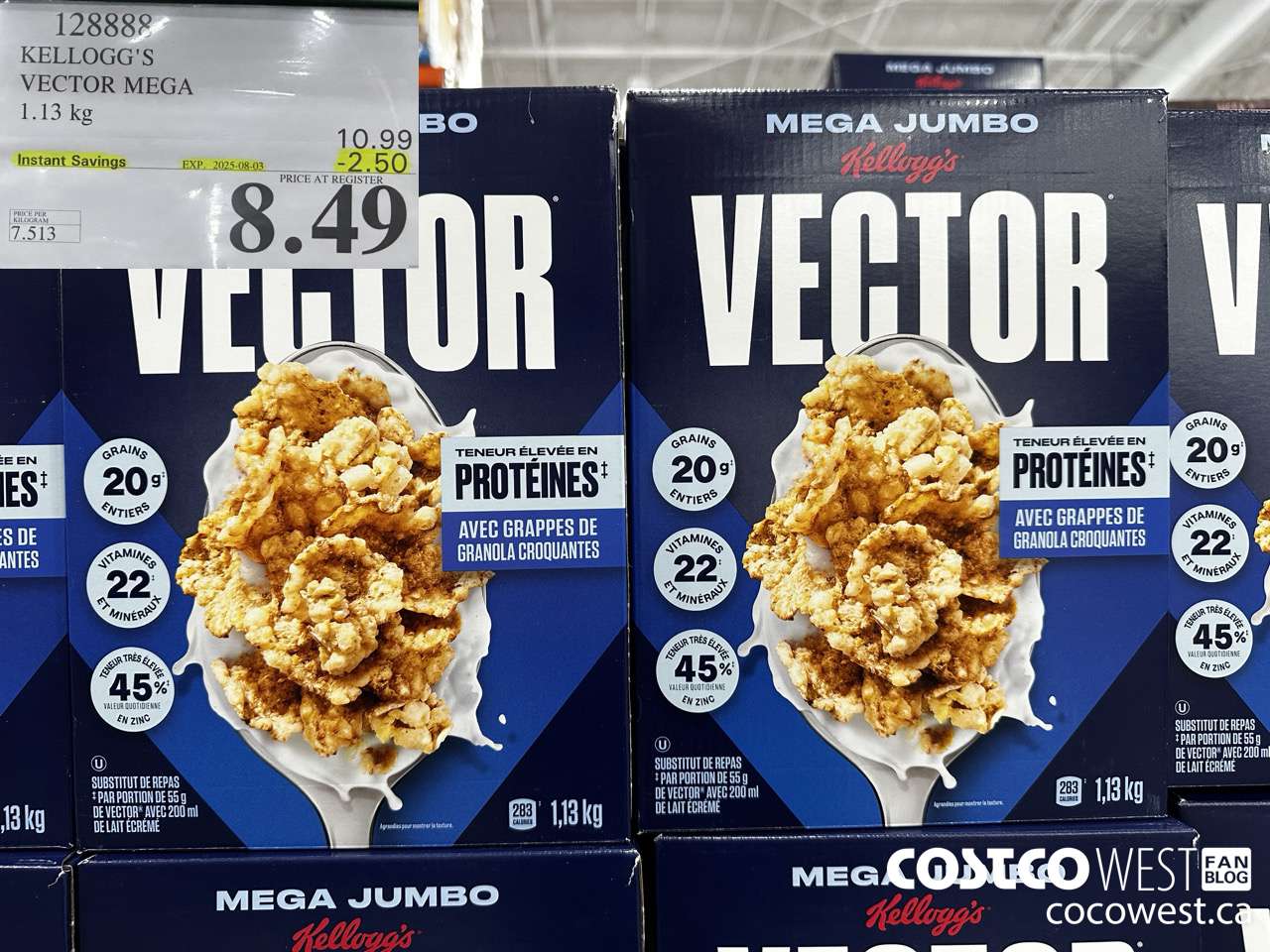 128888 KELLOGGS VECTOR MEGA 1.13KG ($2.50 INSTANT SAVINGS EXPIRES ON 2025-08-03) $8.49