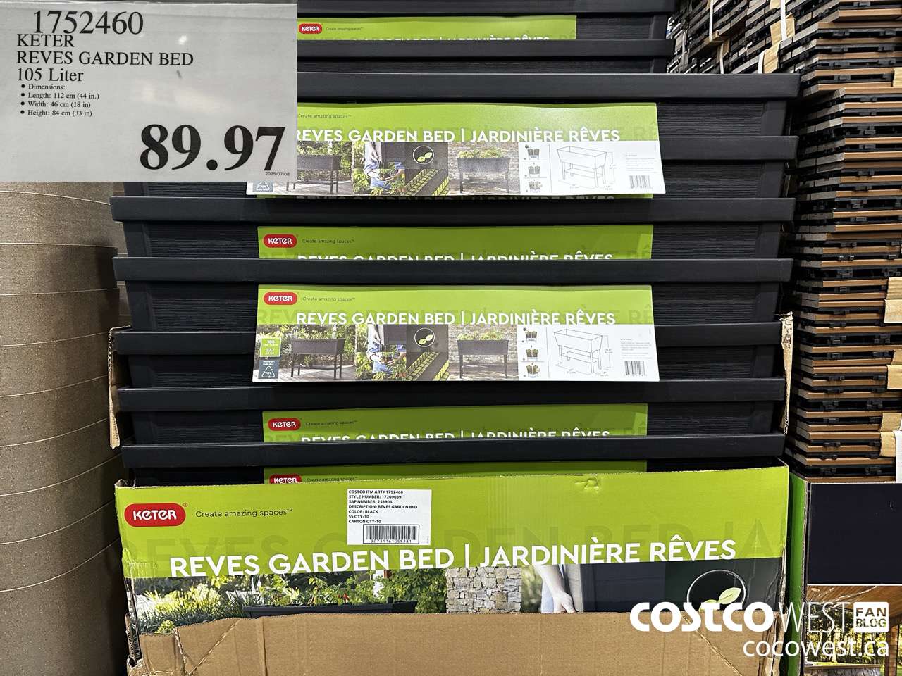 1752460 KETER REVES GARDEN BED 105 LITER $89.97