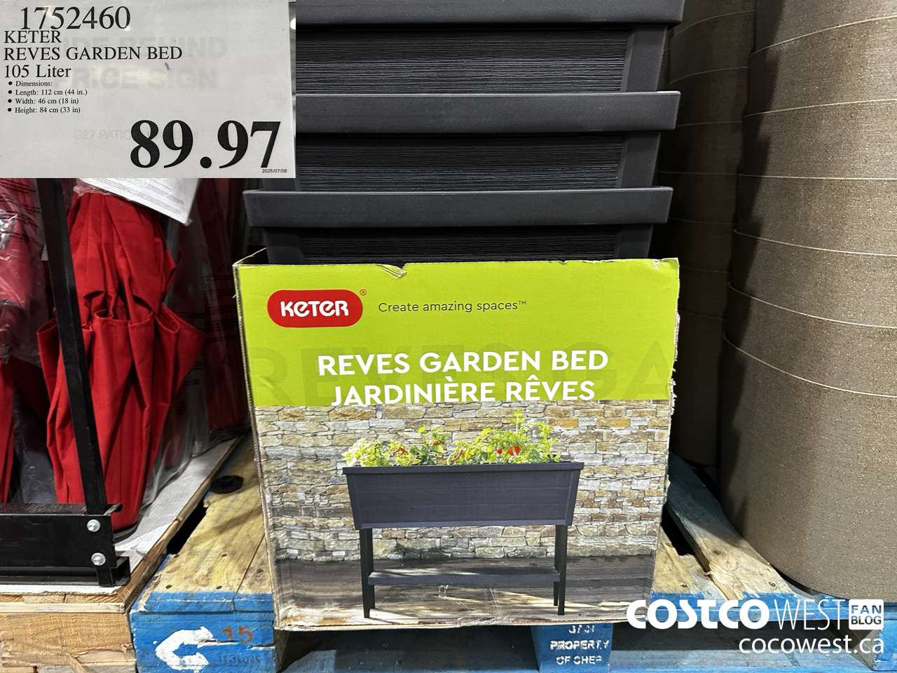 1752460 KETER REVES GARDEN BED 105 LITER $89.97