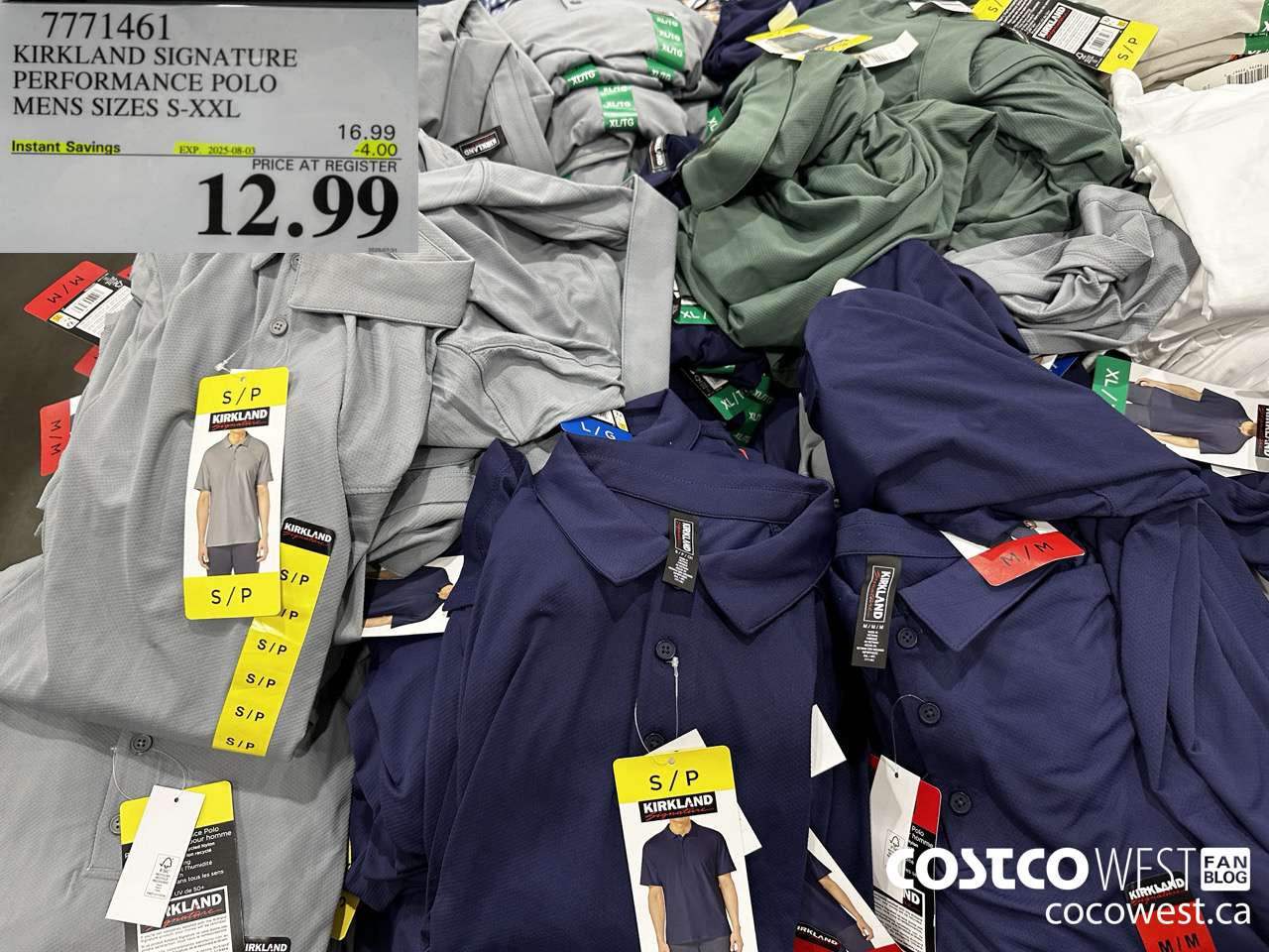 7771461 KIRKLAND SIGNATURE PERFORMANCE POLO MENS SIZES S-XXL ($4.00 INSTANT SAVINGS EXPIRES ON 2025-08-03) $12.99