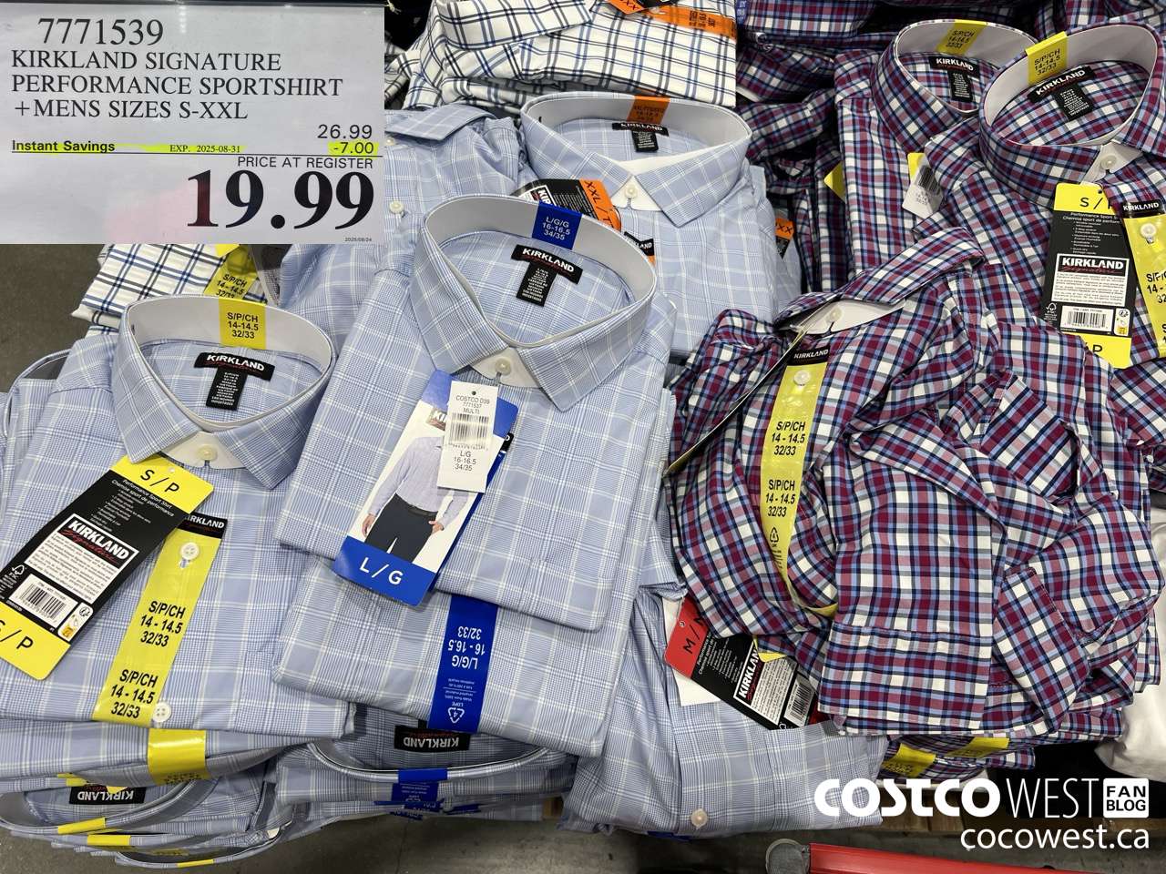 7771539 KIRKLAND SIGNATURE PERFORMANCE SPORTSHIRT MENS SIZES S-XXL ($7.00 INSTANT SAVINGS EXPIRES ON 2025-08-31) $19.99