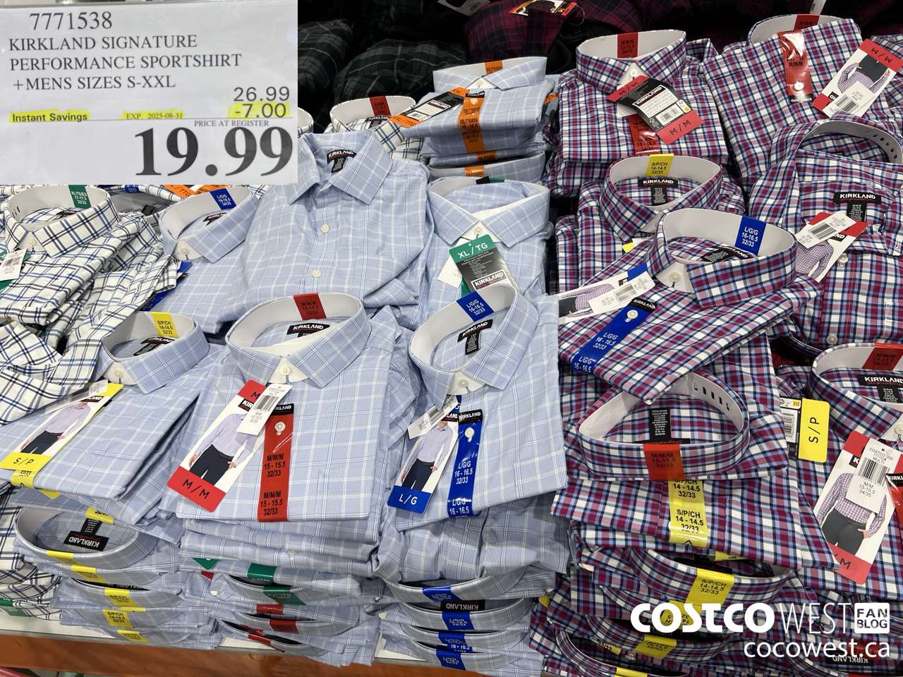 7771538 KIRKLAND SIGNATURE PERFORMANCE SPORTSHIRT MENS SIZES S-XXL ($7.00 INSTANT SAVINGS EXPIRES ON 2025-08-31) $19.99