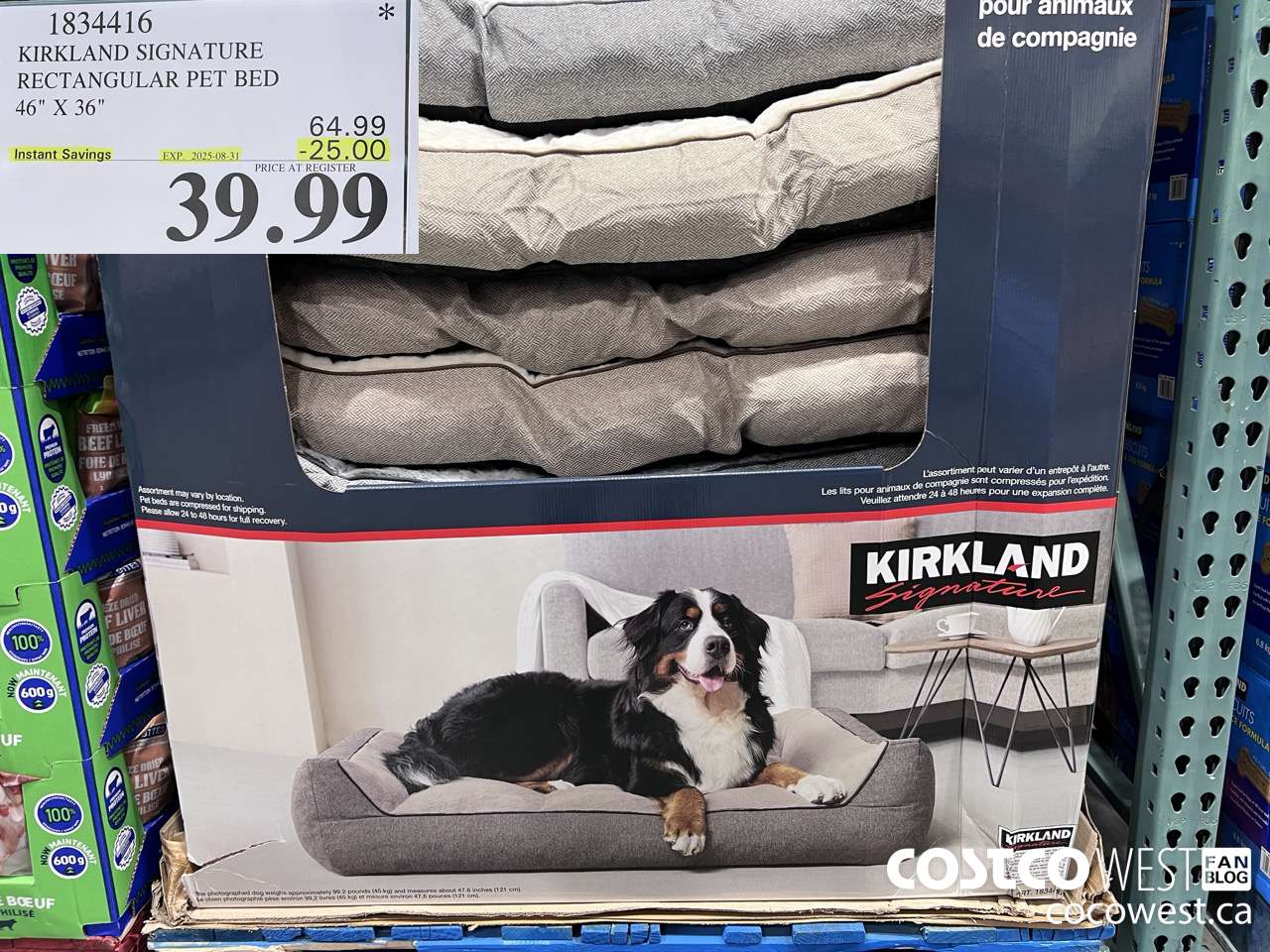 1834416 KIRKLAND SIGNATURE RECTANGULAR PET BED 46