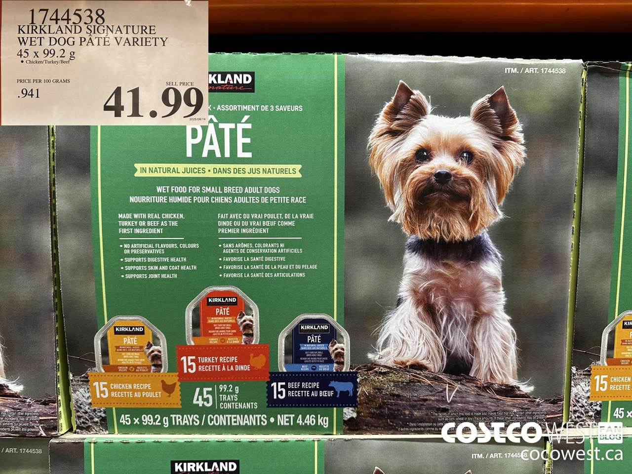 1744538 KIRKLAND SIGNATURE WET DOG PATE VARIETY 45 X 99.2G $41.99