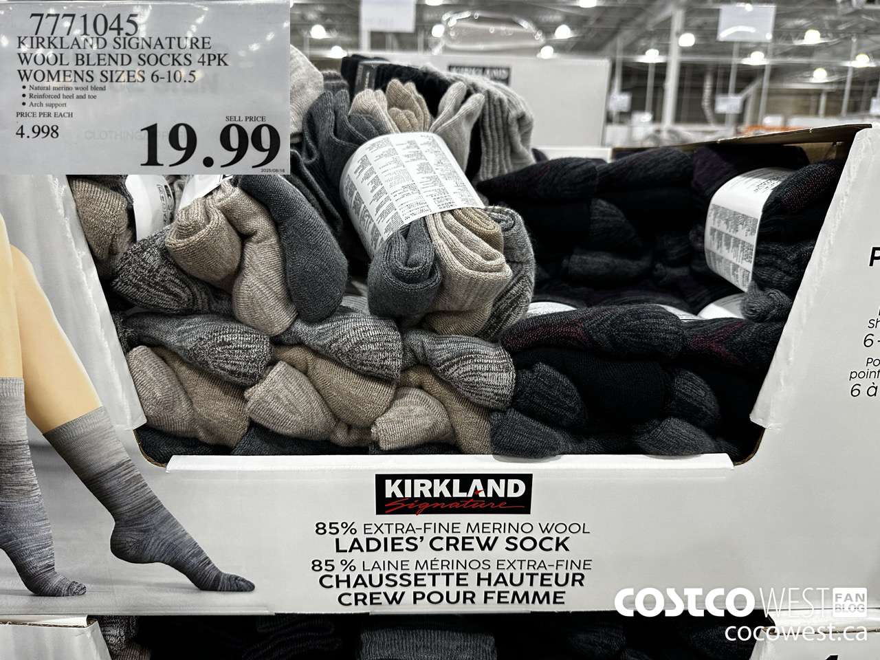 7771045 KIRKLAND SIGNATURE WOOL BLEND SOCK 4PK LADIES SIZES 6-10.5 $19.99