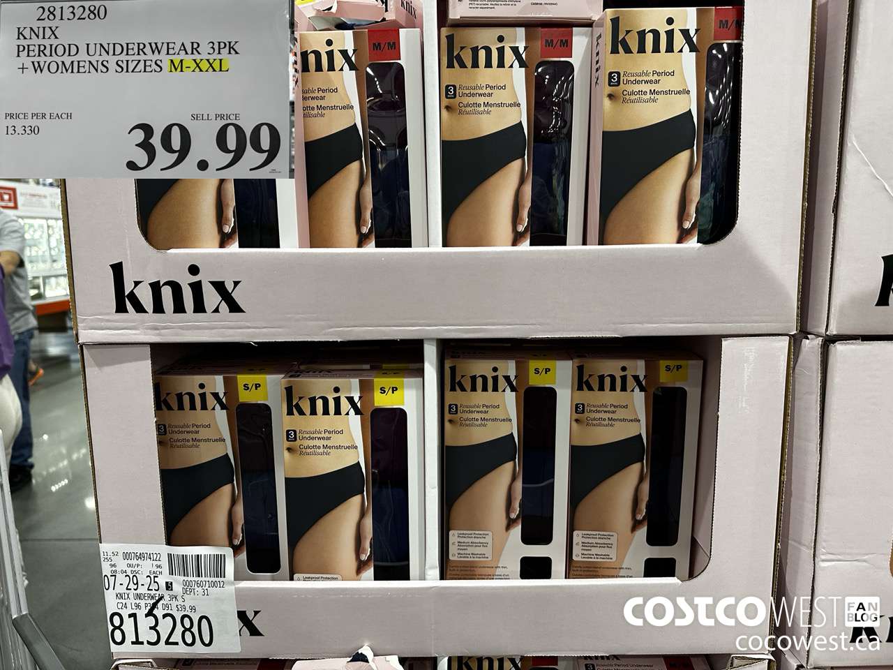 2813280 KNIX PERIOD UNDERWEAR 3PK WOMENS SIZES M-XXL $39.99