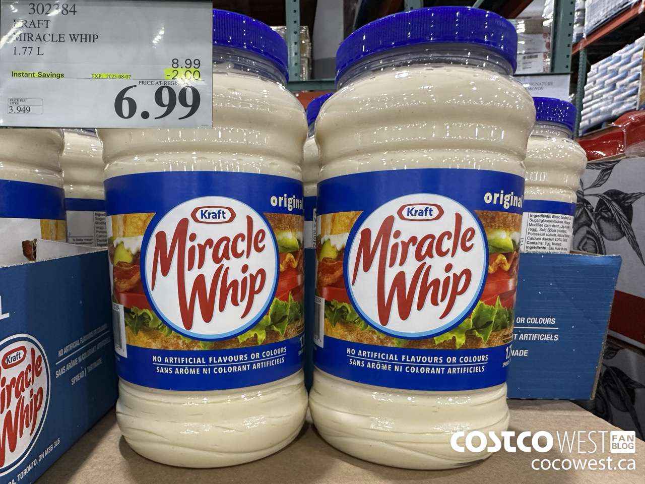 302384 KRAFT MIRACLE WHIP 1.77 L ($2.00 INSTANT SAVINGS EXPIRES ON 2025-08-07) $6.99