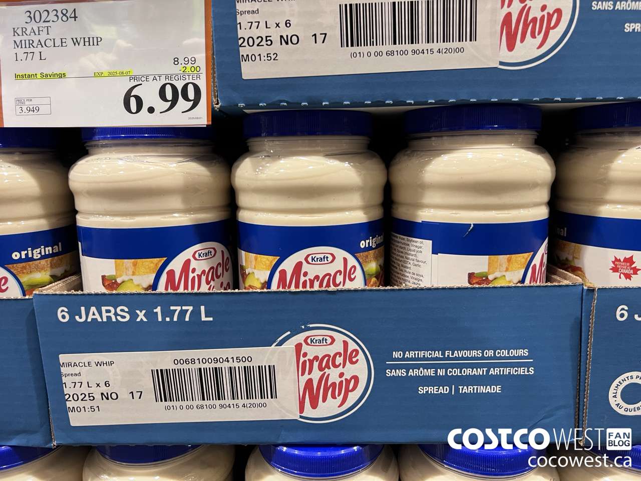302384 KRAFT MIRACLE WHIP 1.77 L ($2.00 INSTANT SAVINGS EXPIRES ON 2025-08-07) $6.99