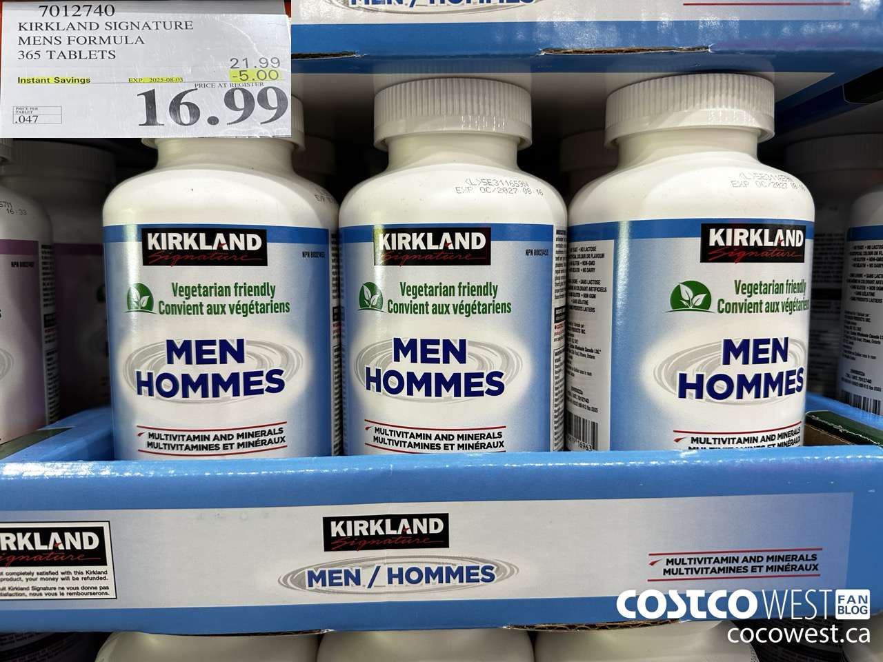 7012740 KS MEN MULTIVITAMIN & MINERAL 365 TABLETS ($5.00 INSTANT SAVINGS EXPIRES ON 2025-08-03) $16.99