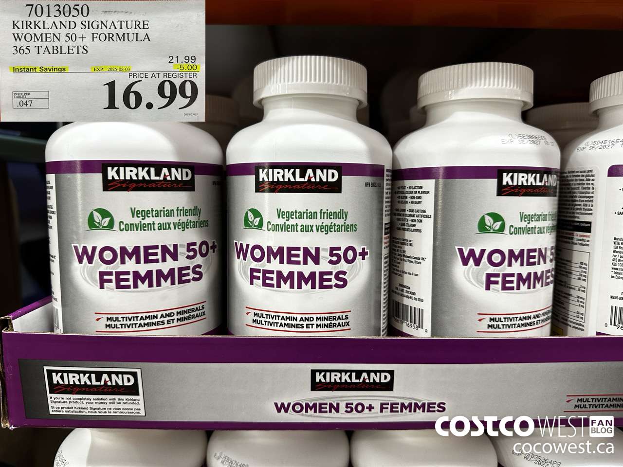 7013050 KS WOMEN 50+ MULTIVITAMIN & MINERAL 365 TABLETS  ($5.00 INSTANT SAVINGS EXPIRES ON 2025-08-03) $16.99
