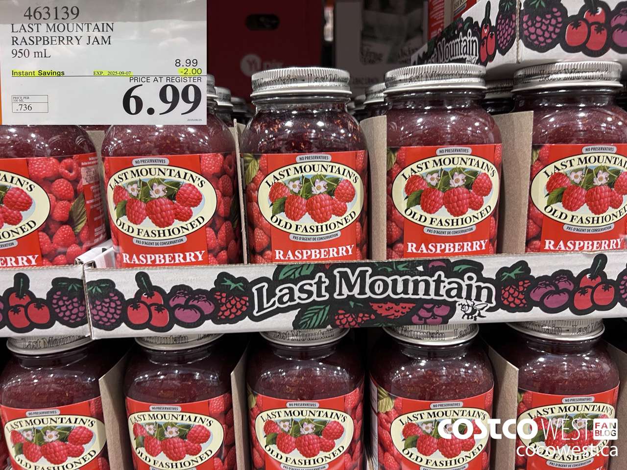 463139 LAST MOUNTAIN RASPBERRY JAM 950 mL ($2.00 INSTANT SAVINGS EXPIRES ON 2025-09-07) $6.99