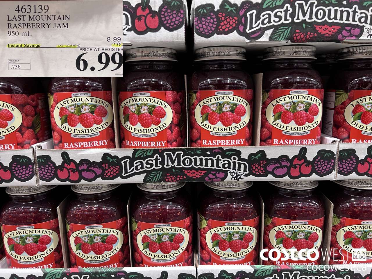 463139 LAST MOUNTAIN RASPBERRY JAM 950 mL ($2.00 INSTANT SAVINGS EXPIRES ON 2025-09-07) $6.99