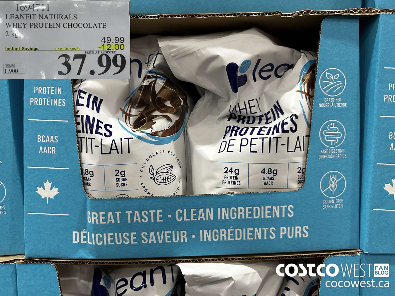 1694711 LEANFIT NATURALS WHEY PROTEIN CHOCOLATE 2 KG ($12.00 INSTANT SAVINGS EXPIRES ON 2025-08-31) $37.99