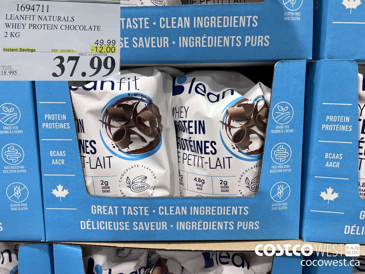 1694711 LEANFIT NATURALS WHEY PROTEIN CHOCOLATE 2 KG ($12.00 INSTANT SAVINGS EXPIRES ON 2025-08-31) $37.99