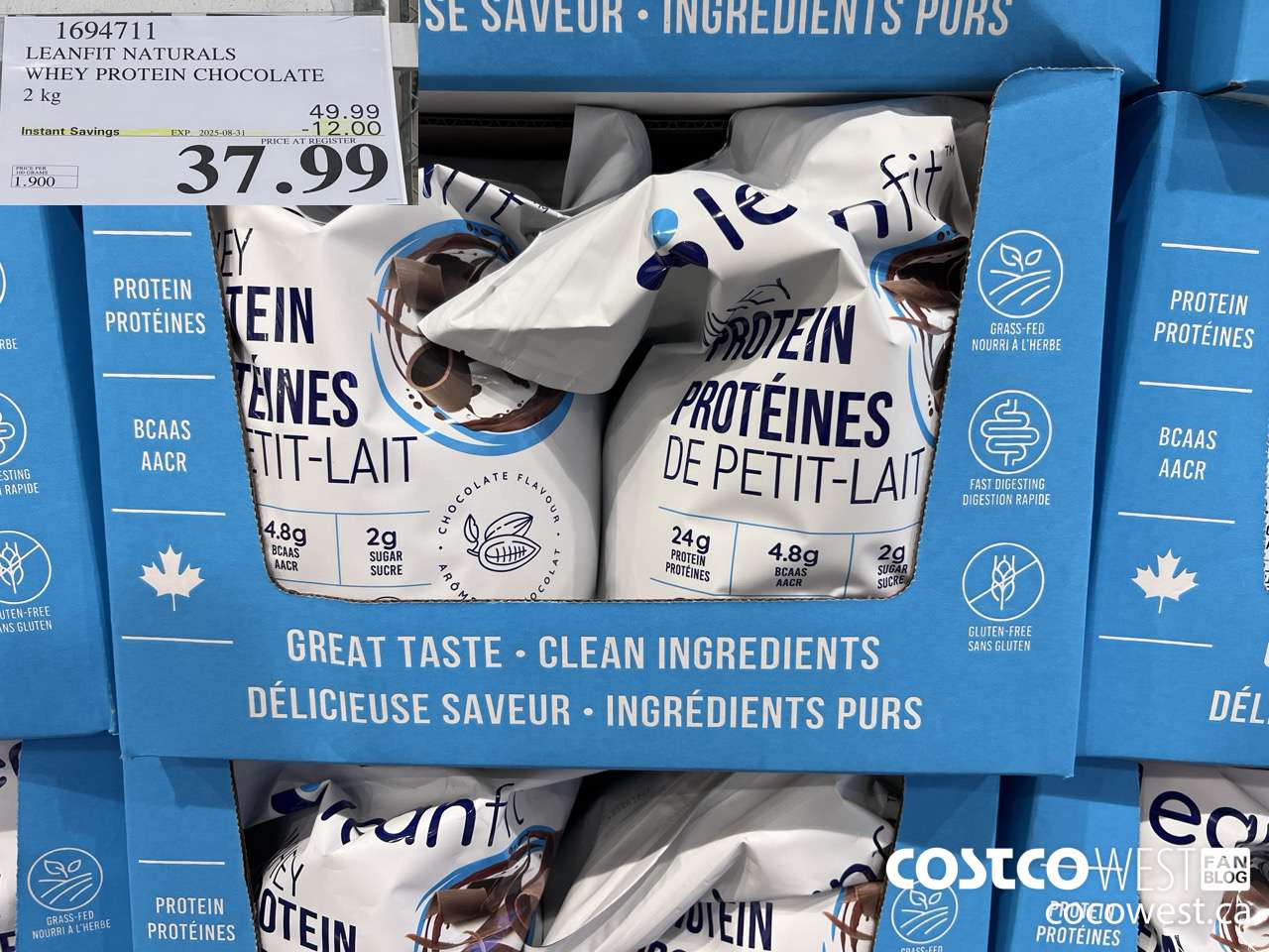 1694711 LEANFIT NATURALS WHEY PROTEIN CHOCOLATE 2 KG ($12.00 INSTANT SAVINGS EXPIRES ON 2025-08-31) $37.99