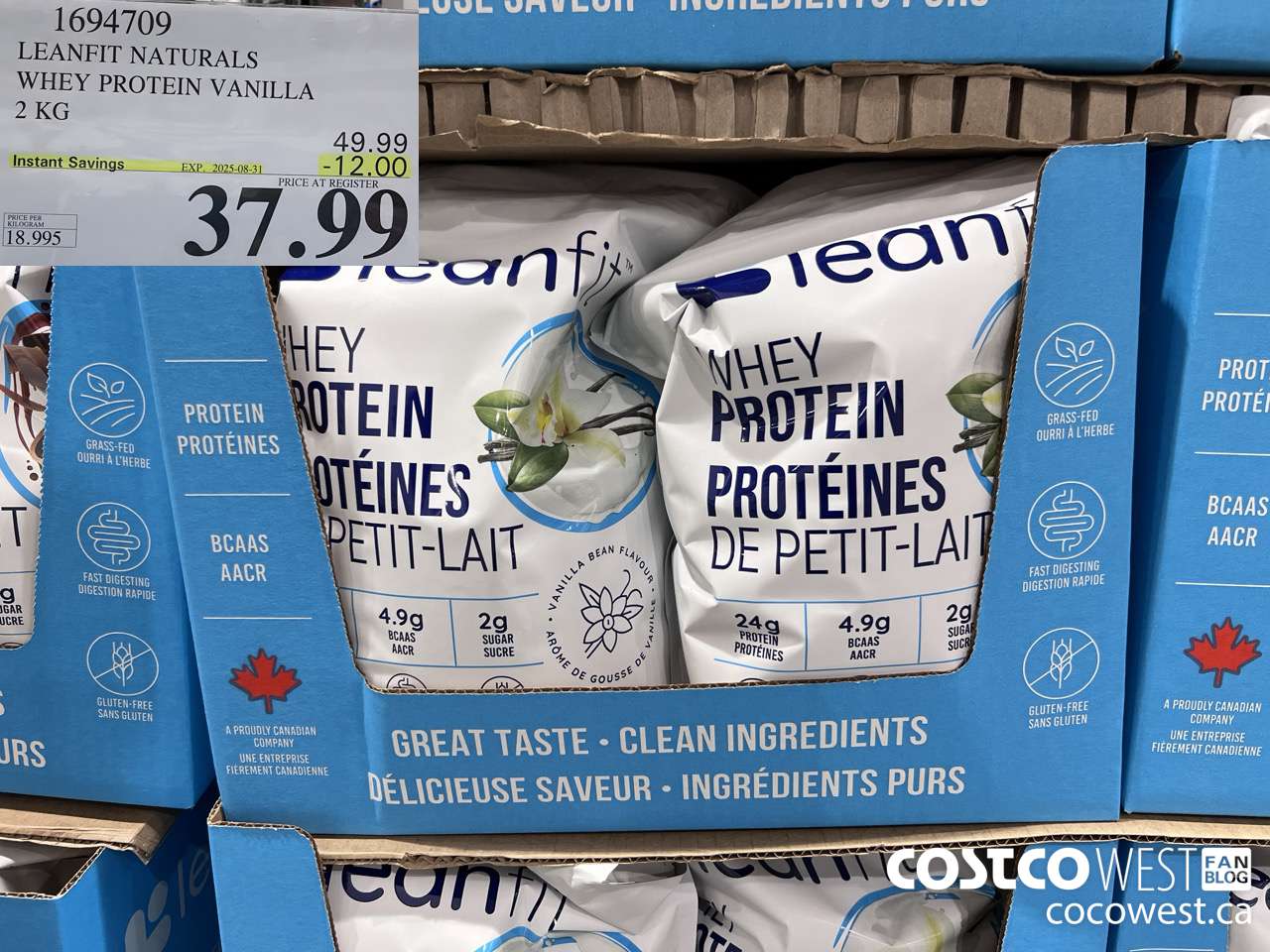 1694709 LEANFIT NATURALS WHEY PROTEIN VANILLA 2 KG ($12.00 INSTANT SAVINGS EXPIRES ON 2025-08-31) $37.99