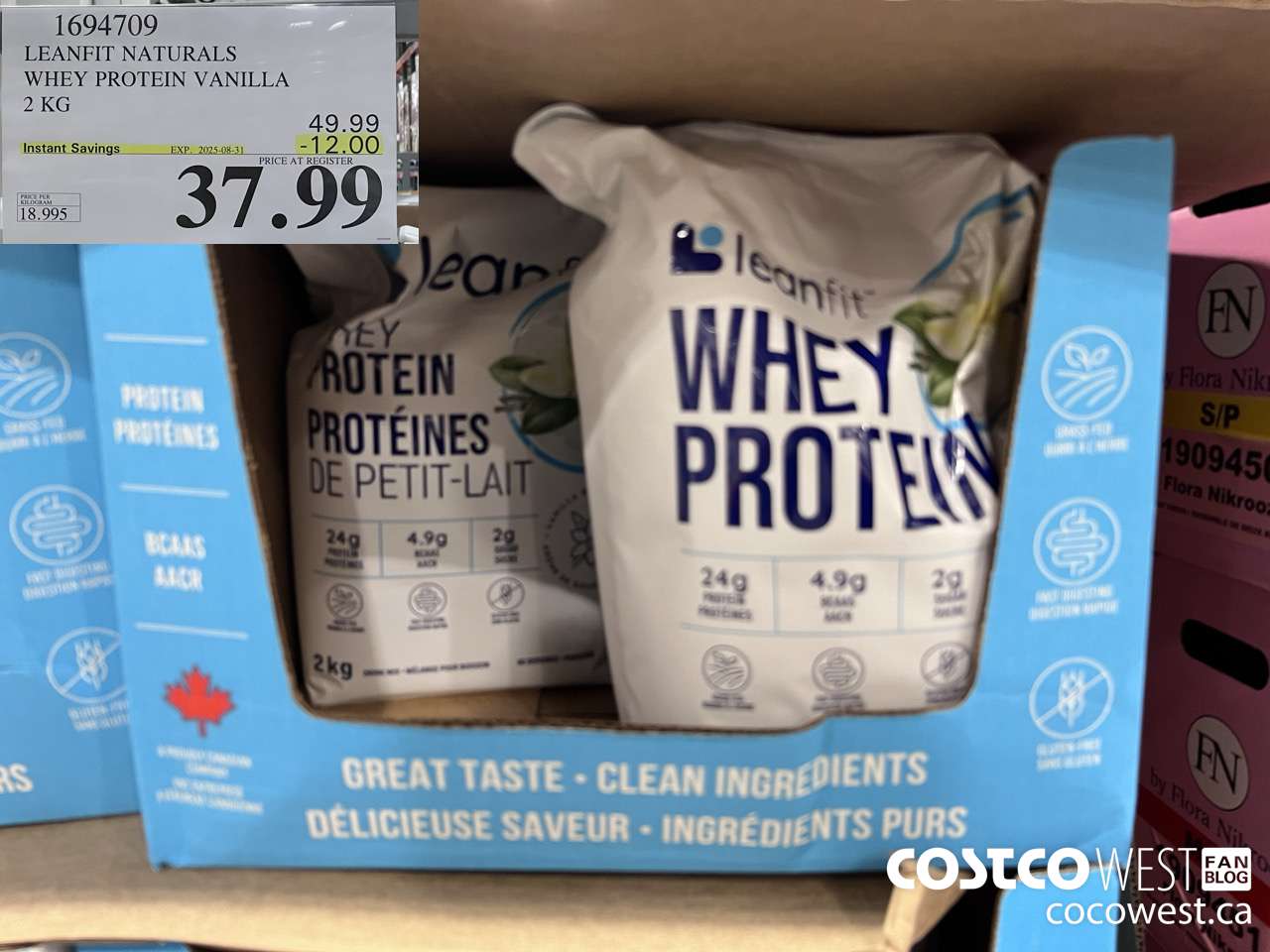 1694709 LEANFIT NATURALS WHEY PROTEIN VANILLA 2 KG ($12.00 INSTANT SAVINGS EXPIRES ON 2025-08-31) $37.99