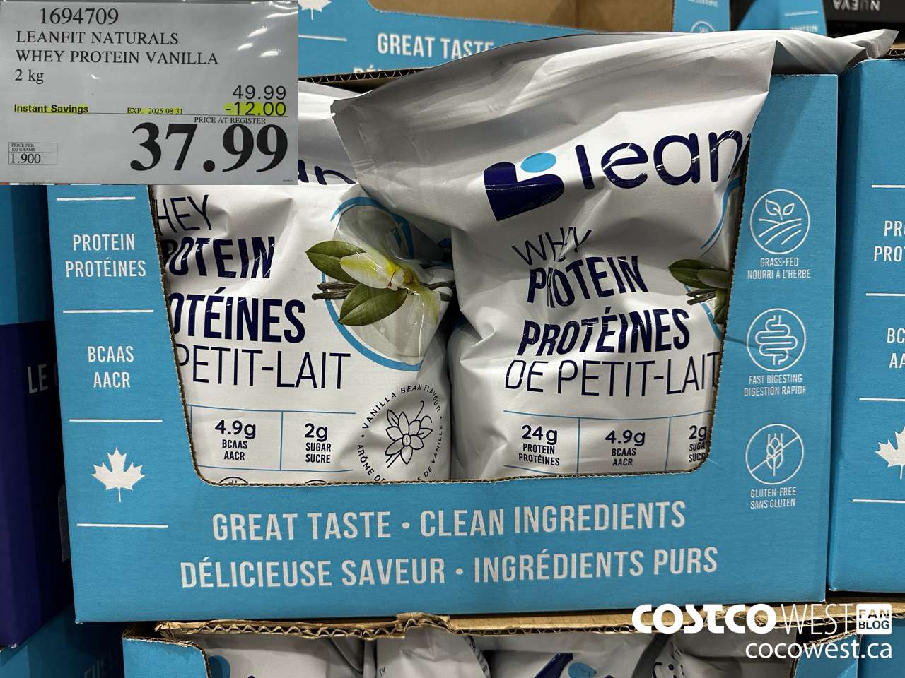 1694709 LEANFIT NATURALS WHEY PROTEIN VANILLA 2 KG ($12.00 INSTANT SAVINGS EXPIRES ON 2025-08-31) $37.99