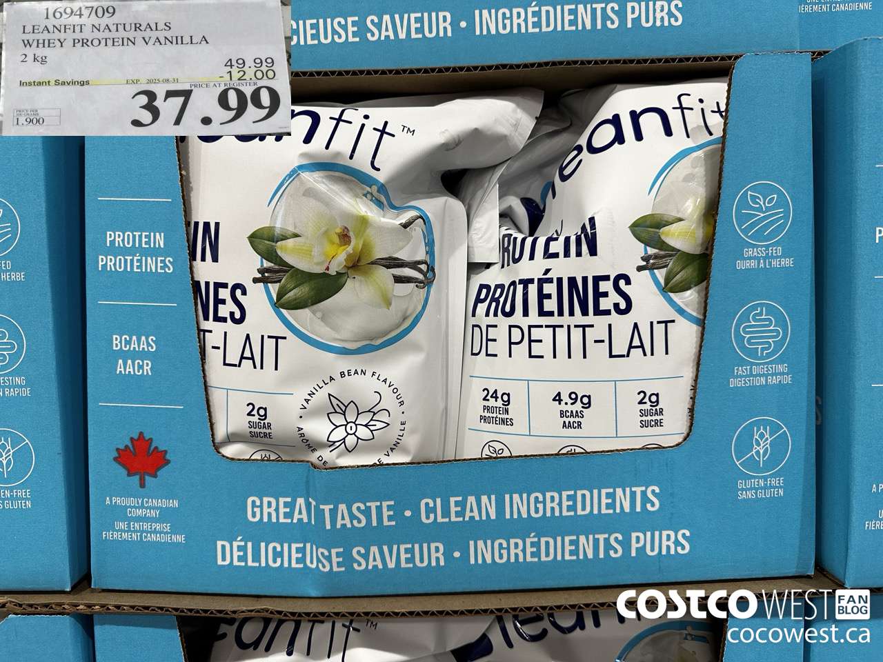 1694709 LEANFIT NATURALS WHEY PROTEIN VANILLA 2 KG ($12.00 INSTANT SAVINGS EXPIRES ON 2025-08-31) $37.99