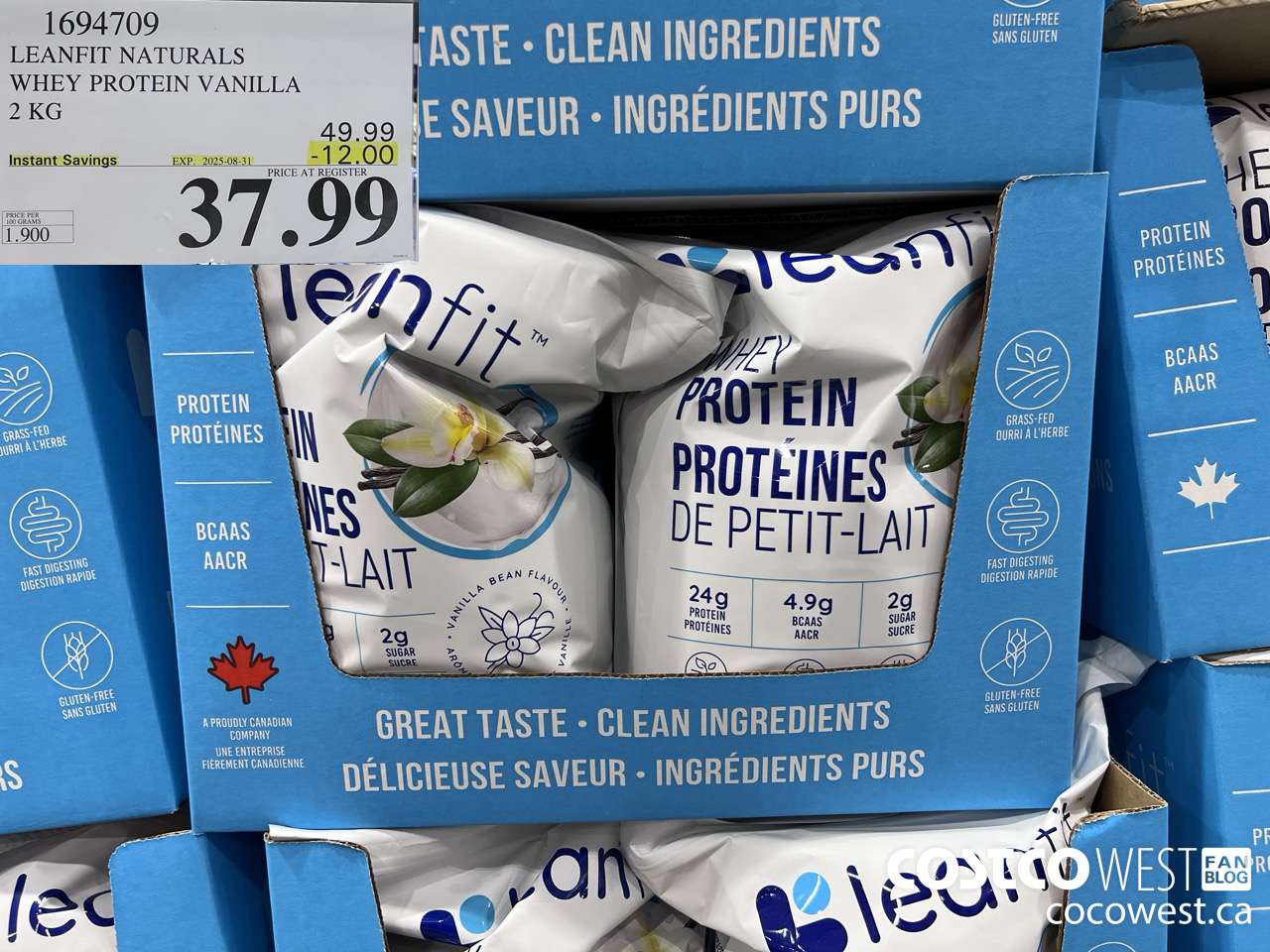 1694709 LEANFIT NATURALS WHEY PROTEIN VANILLA 2 KG ($12.00 INSTANT SAVINGS EXPIRES ON 2025-08-31) $37.99