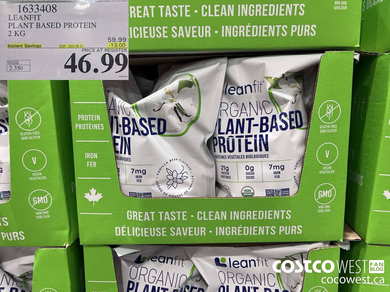 1633408 LEANFIT PLANT BASED PROTEIN 2 KG ($13.00 INSTANT SAVINGS EXPIRES ON 2025-08-31) $46.99