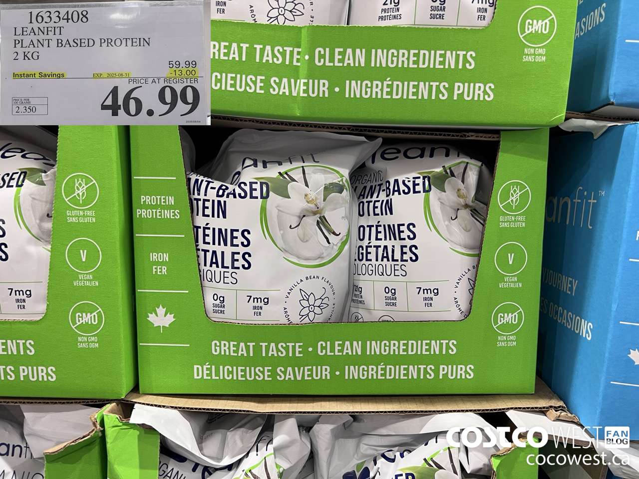 1633408 LEANFIT PLANT BASED PROTEIN 2 KG ($13.00 INSTANT SAVINGS EXPIRES ON 2025-08-31) $46.99