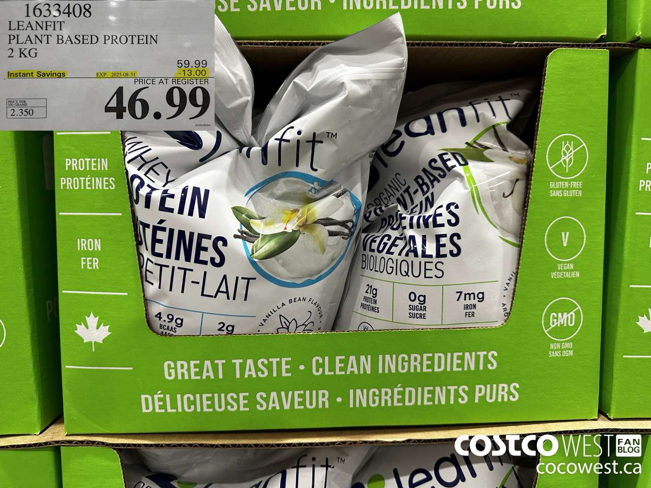 1633408 LEANFIT PLANT BASED PROTEIN 2 KG ($13.00 INSTANT SAVINGS EXPIRES ON 2025-08-31) $46.99