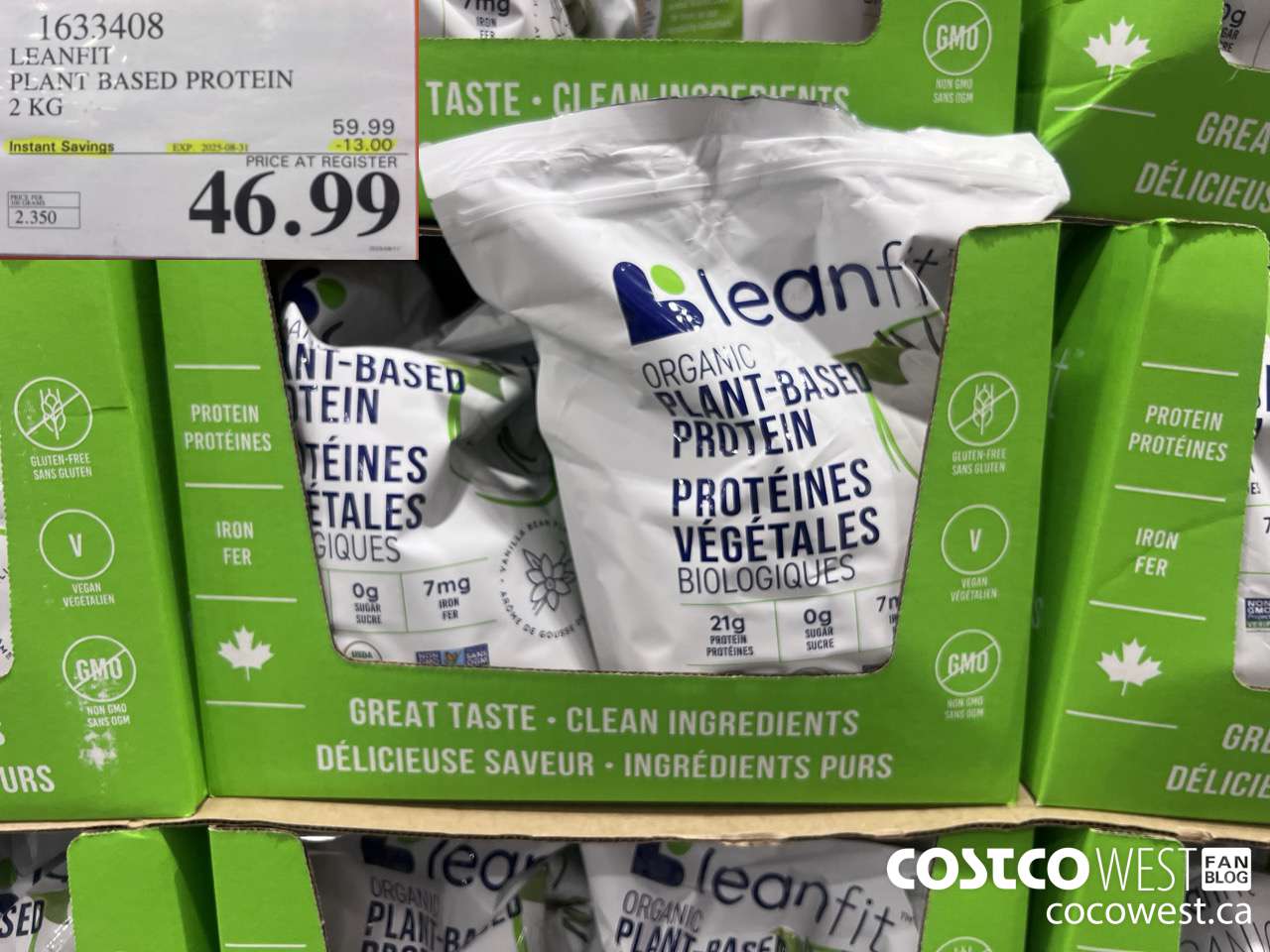 1633408 LEANFIT PLANT BASED PROTEIN 2 KG ($13.00 INSTANT SAVINGS EXPIRES ON 2025-08-31) $46.99