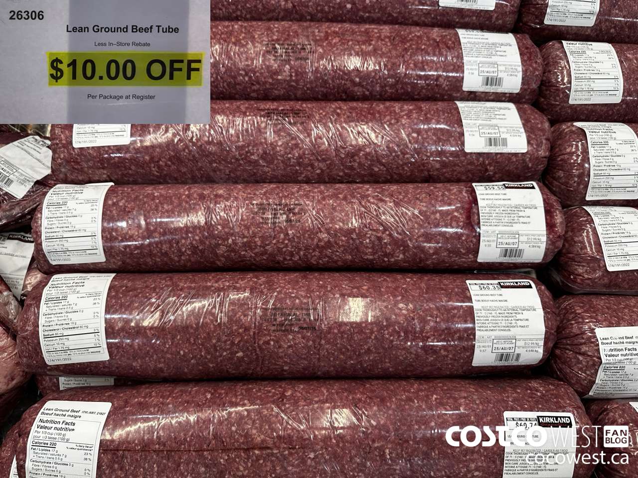 26306 LEAN GROUND BEEF TUBE ($10.00 INSTANT SAVINGS)