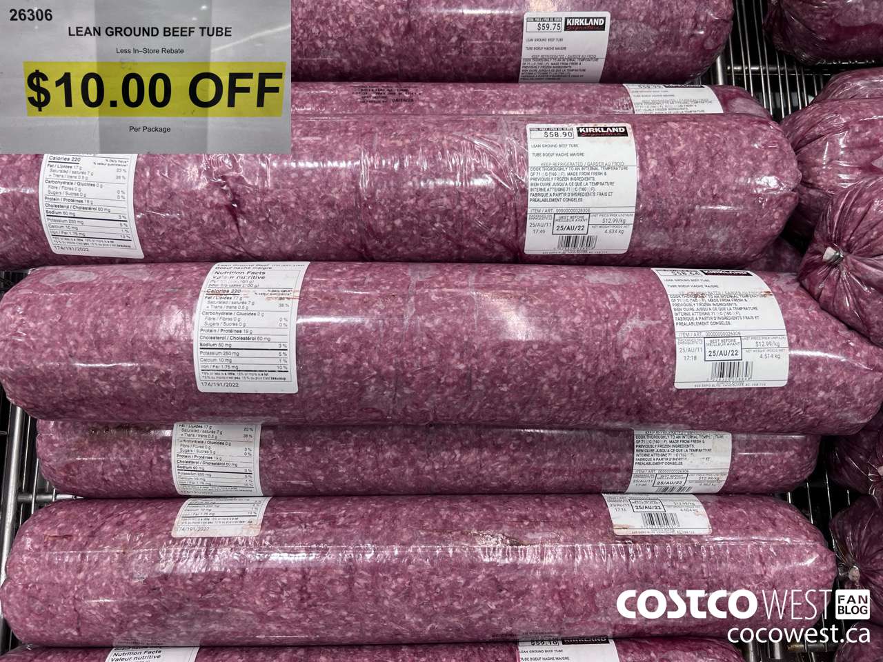26306 LEAN GROUND BEEF TUBE ($10.00 INSTANT SAVINGS)