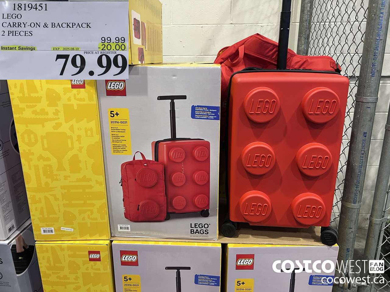 1819451 LEGO EXPANDABLE TROLLEY & BACKPACK LUGGAGE SET ($20.00 INSTANT SAVINGS EXPIRES ON 2025-08-10) $79.99