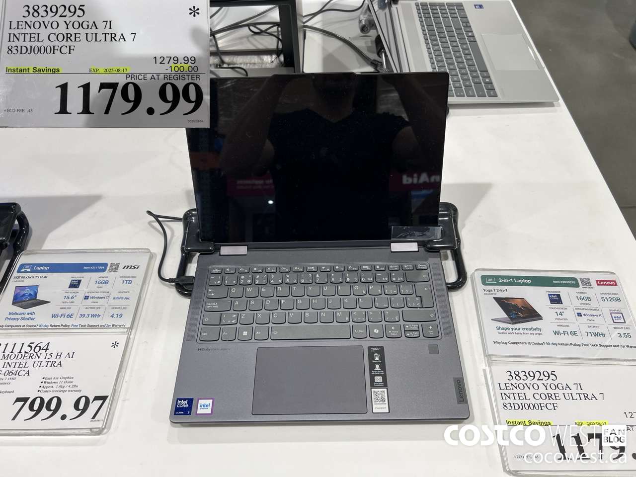 3839295 LENOVO YOGA 7I INTEL CORE ULTRA 7 83DJ000FCF ($100.00 INSTANT SAVINGS EXPIRES ON 2025-08-17) $1179.99