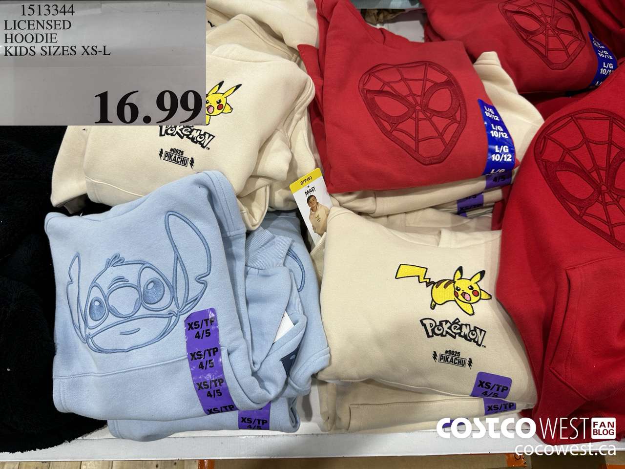 1513344 LICENSED HOODIE KIDS SIZES XS-L $16.99