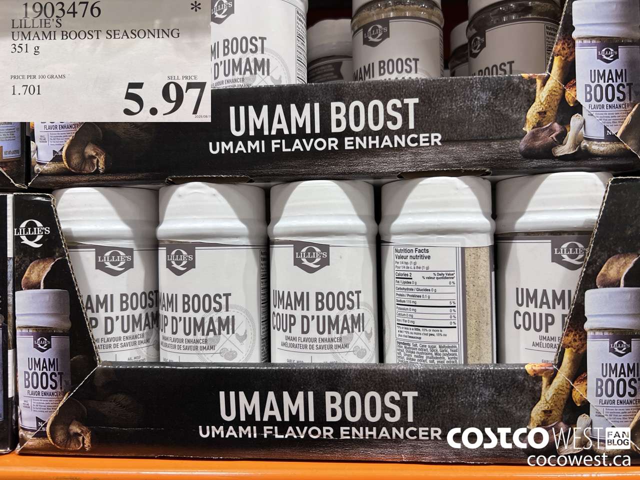 1903476 LILLIE'S UMAMI BOOST SEASONING 351G $5.97