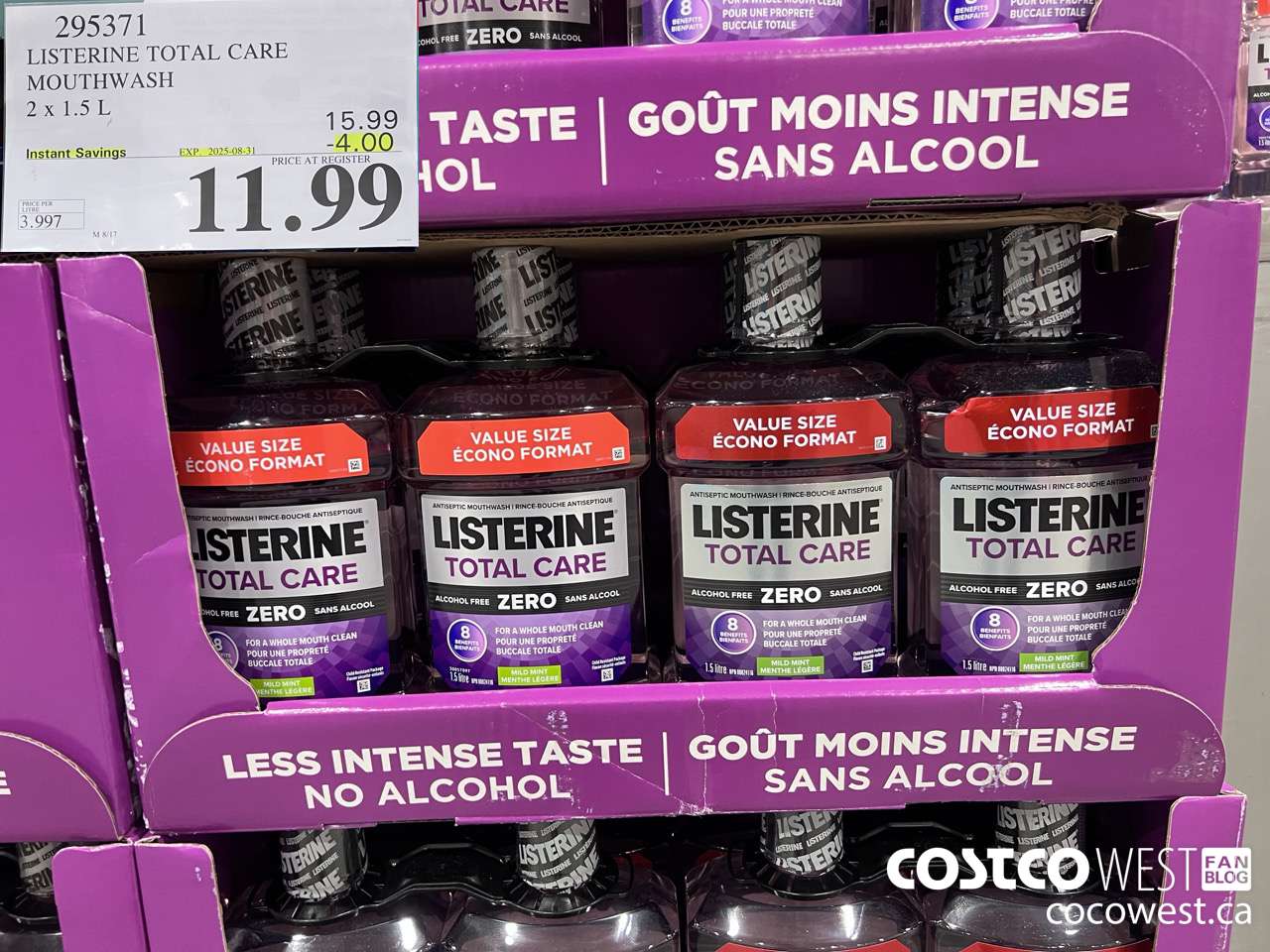 295371 LISTERINE MOUTHWASH TOTAL CARE ZERO 2 X 1.5L ($4.00 INSTANT SAVINGS EXPIRES ON 2025-08-31) $11.99