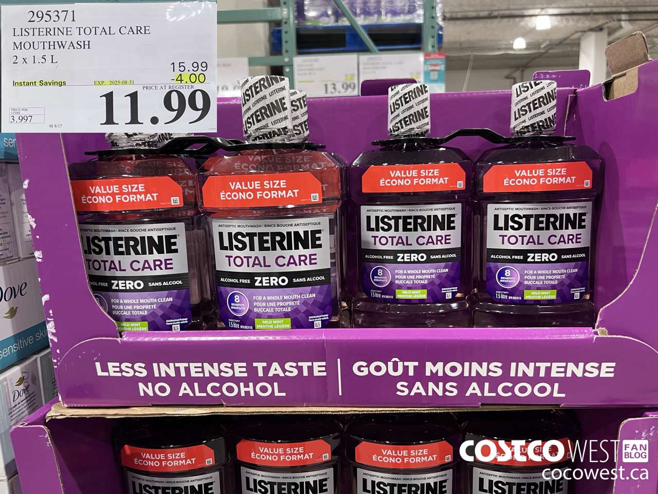 295371 LISTERINE MOUTHWASH TOTAL CARE ZERO 2 X 1.5L ($4.00 INSTANT SAVINGS EXPIRES ON 2025-08-31) $11.99