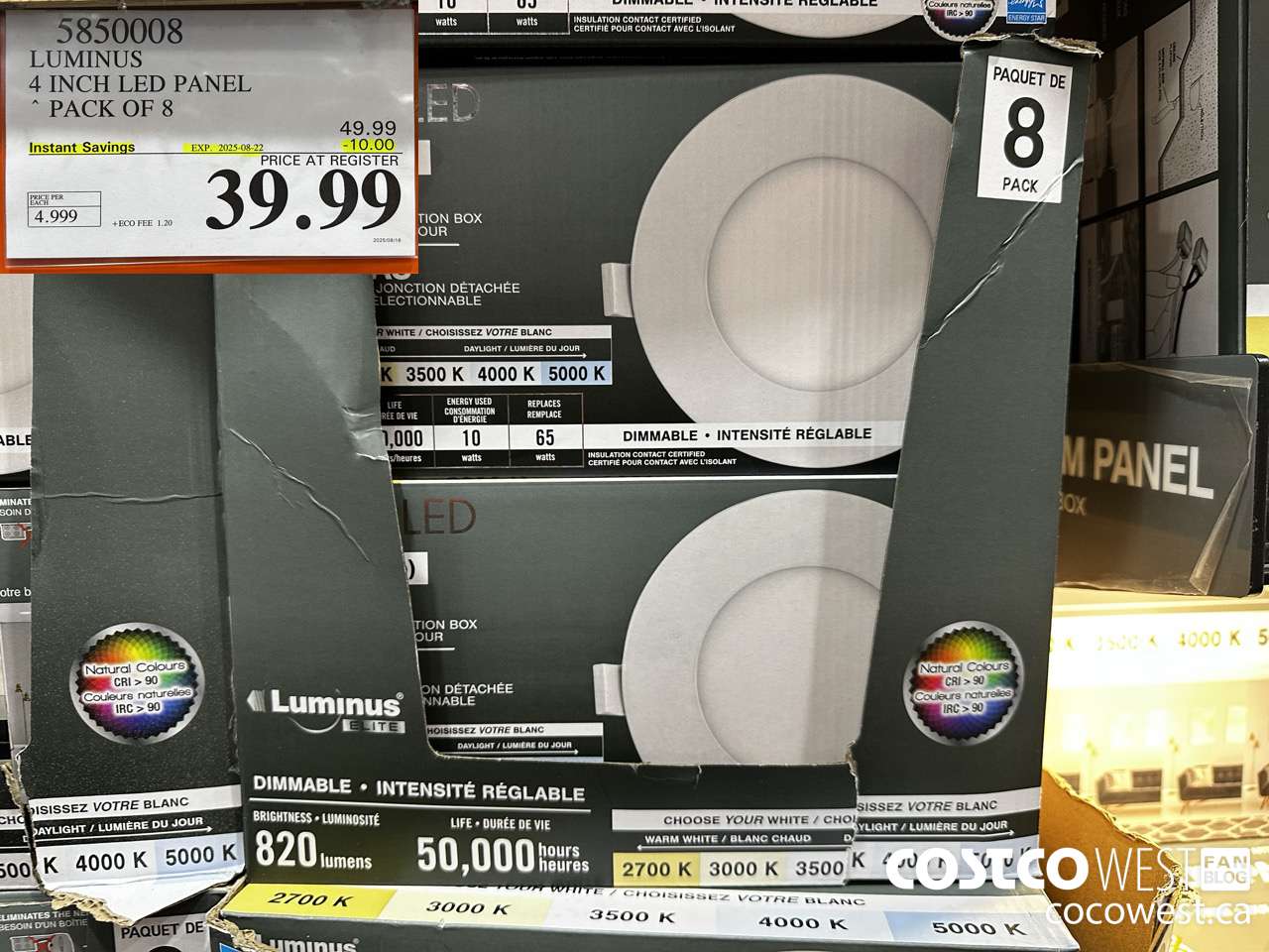 5850008 LUMINUS 4 INCH LED PANEL PACK OF 8 ($10.00 INSTANT SAVINGS EXPIRES ON 2025-08-22) $39.99