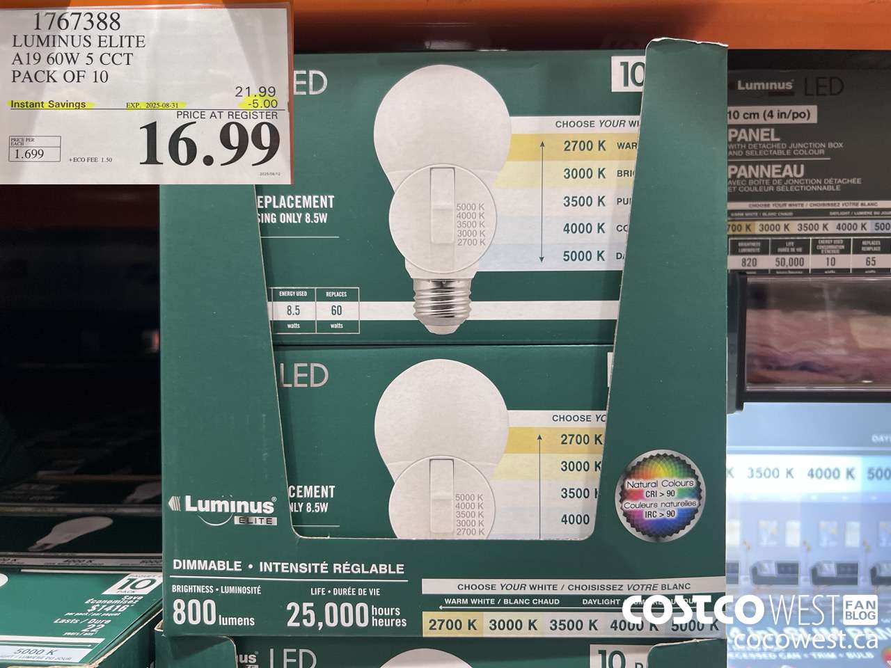 1767388 LUMINUS LED A19 BULB PACK OF 10 ($5.00 INSTANT SAVINGS EXPIRES ON 2025-08-31) $16.99