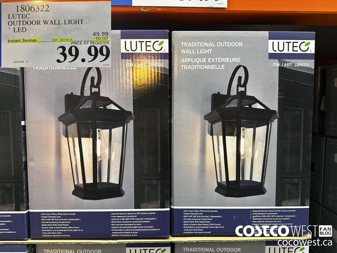 1806322 LUTEC OUTDOOR WALL LIGHT LED ($10.00 INSTANT SAVINGS EXPIRES ON 2025-08-19) $39.99