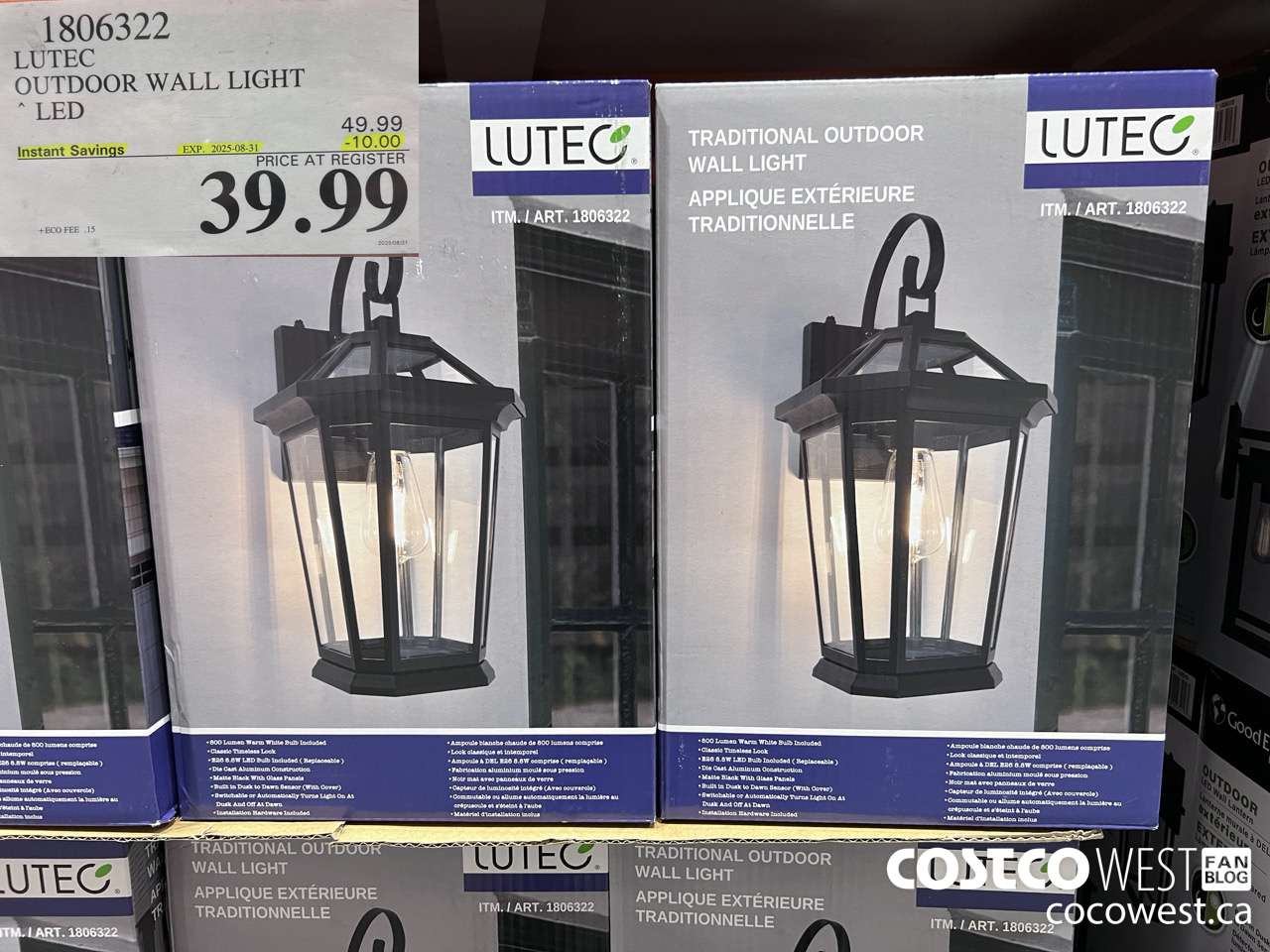 1806322 LUTEC OUTDOOR WALL LIGHT LED ($10.00 INSTANT SAVINGS EXPIRES ON 2025-08-31) $39.99